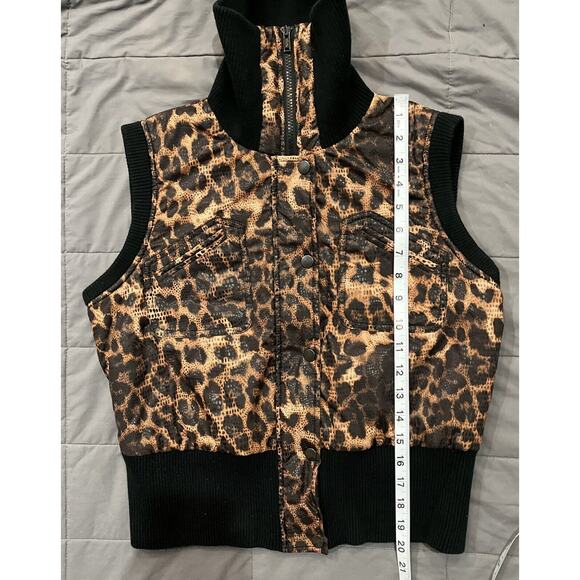 GIRLS COPPER KEY Puff Leapord Vest Hooded ANIMAL PRINT Zip Up LINED Large - Picture 6 of 7